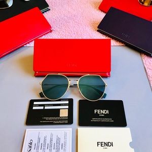 Fendi Gold and Green Sunglasses
